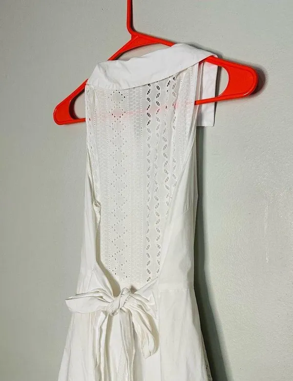 Marissa Webb White Cotton Poplin Sleeveless Button Front Collared Dress Size 6 - Image 11