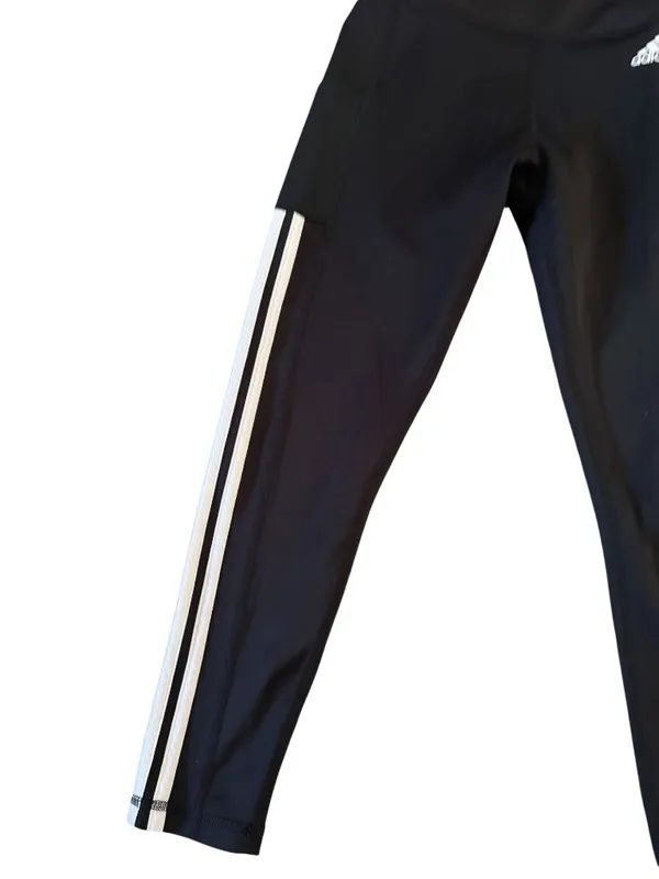 ADIDAS Women's Black Three Stripe Leggings Tights Size Medium - Image 7