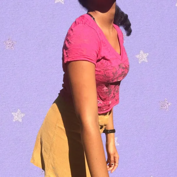 Source Unknown Sheer Pink Crop Top - Image 2
