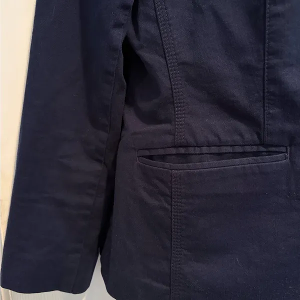 L.L.Bean Navy Blazer Jacket Women Medium Petite‎ Cotton Stretch Preppy Career - Image 6