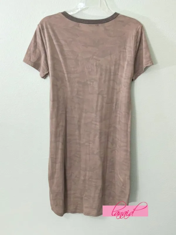 Michael Stars Ringer Tee Dress Camo Print Olive Raglan T-Shirt Mini Shirtdress - Image 4