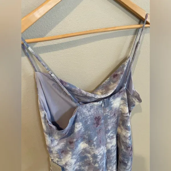 ASTR THE LABEL Purple Marble Spaghetti Strap Mini‎ Dress Large Scoop Neck NWT - Image 6