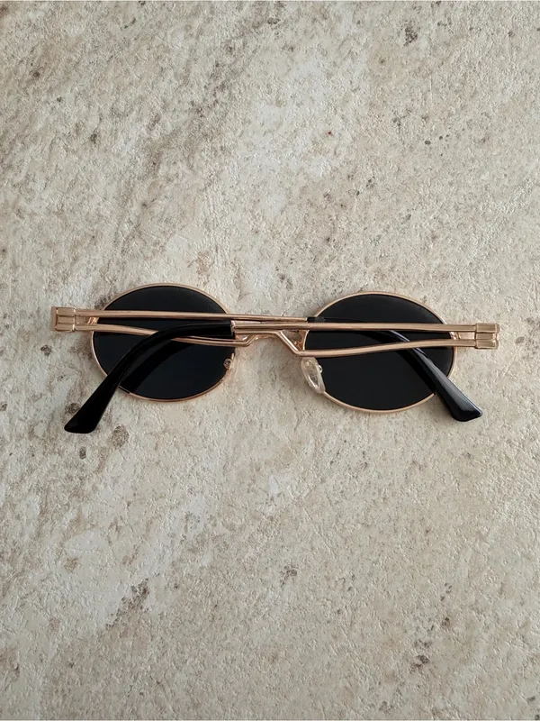Princess Polly Gold Frame Black Lens Oval Sunglasses - Image 3