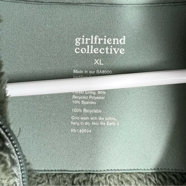 Girlfriend Collective‎ Green Fleece Quarter Zip Pullover - Image 3