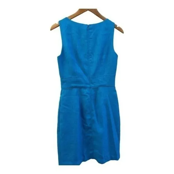 Lauren Ralph Lauren Size 6 Prussian Blue Textured Cotton‎ Dress Sleeveless Lined - Image 4