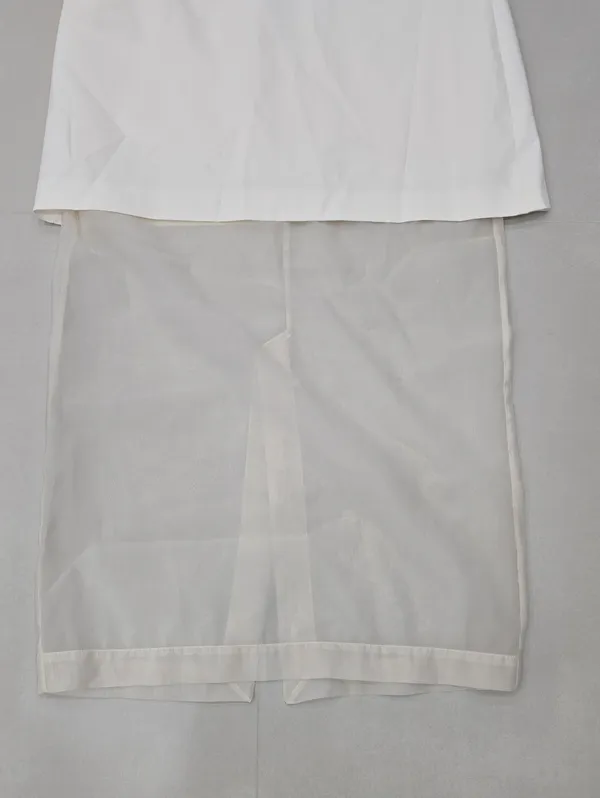 Zara Ivory Midi Dress With Straight Neckline And Sheer Hem Size L - Image 5