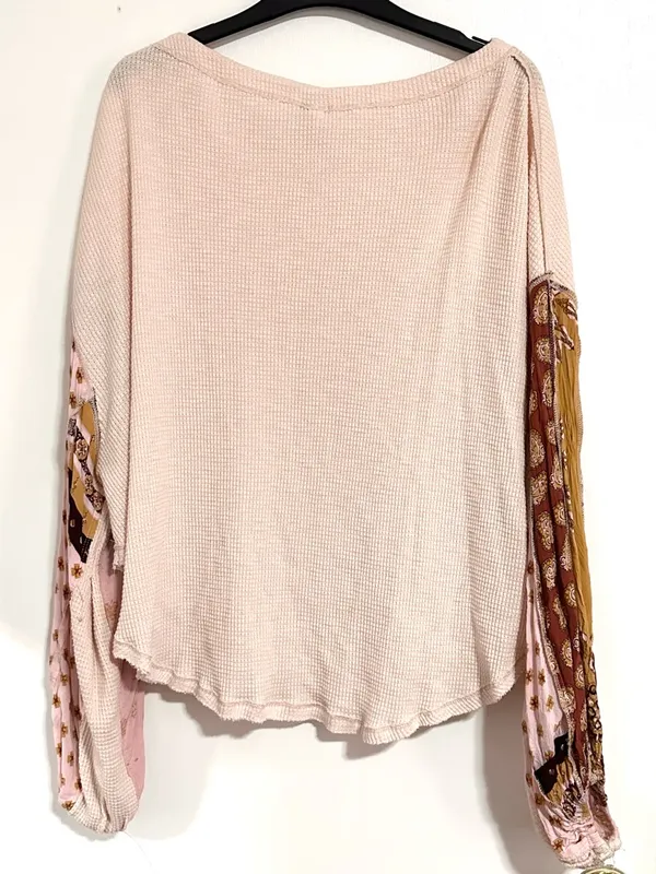 Free People Blossom Thermal Mixed Media Top Cream Small - Image 4