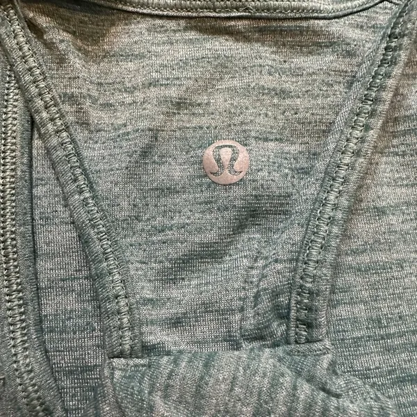 Lululemon Essential Racerback Workout Tank Top Heathered Teal Green Womens Small - Image 4