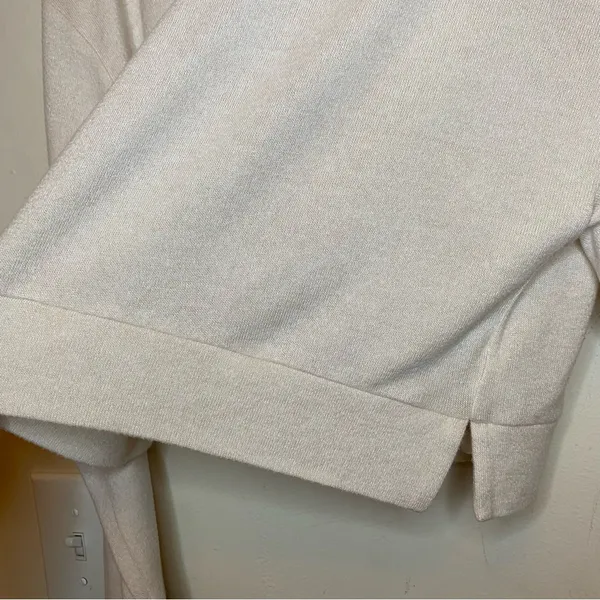 QUINCE Brushed Viscose Cropped Lounge Hoodie Heather Oatmeal Beige Sz Small - Image 7