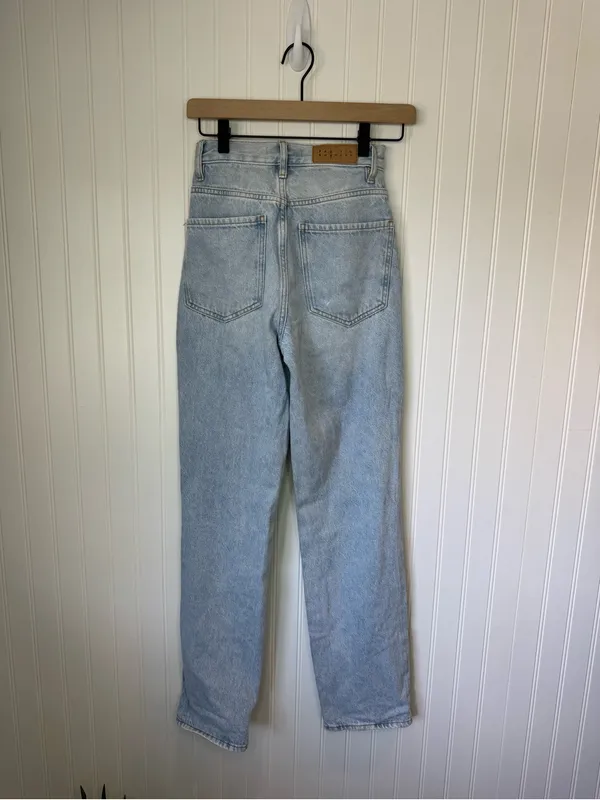 Pacsun Womens Dad Jean Light Blue Wash Distressed Rips Cotton Button Fly Size 23 - Image 3