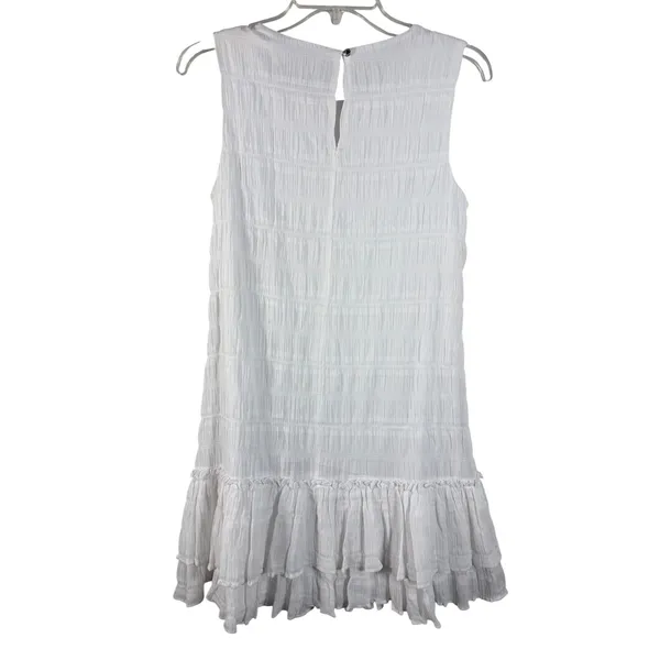 Tommy Hilfiger Shift Dress Womens 4‎ White New Smocked Ruffle Hem Sleeveless - Image 3