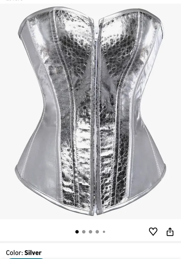 Amazon Silver Strapless Corset Zip Up Size XS - Image 4