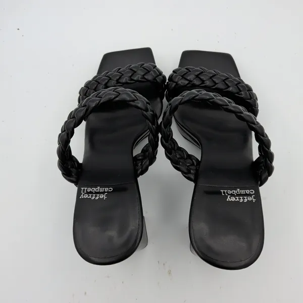 Jeffrey Campbell Amaryllis Black Braided Square Toe Block Heel Sandals Size 8.5‎ - Image 6