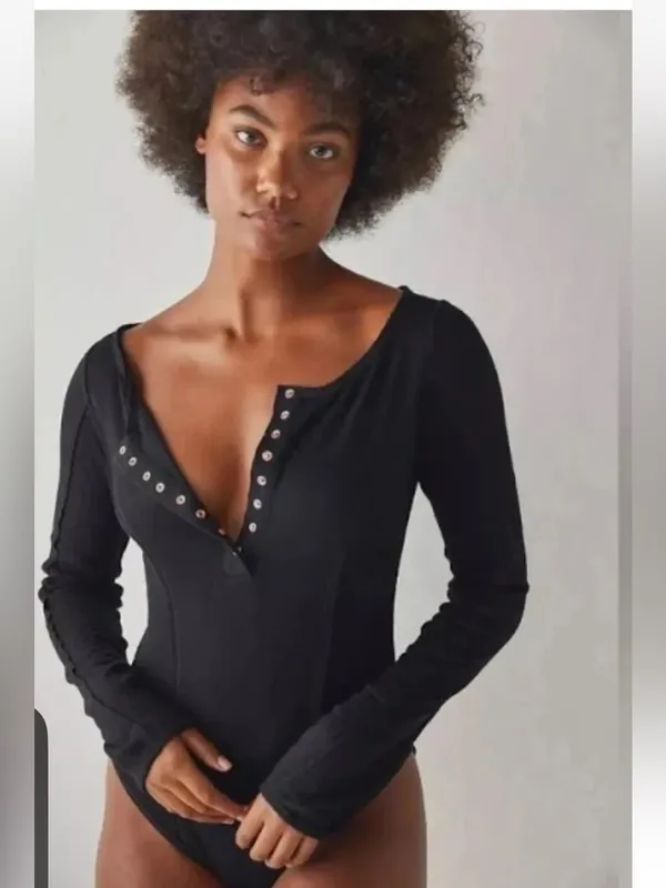 Free People Sloan Bodysuit black size small - Image 5