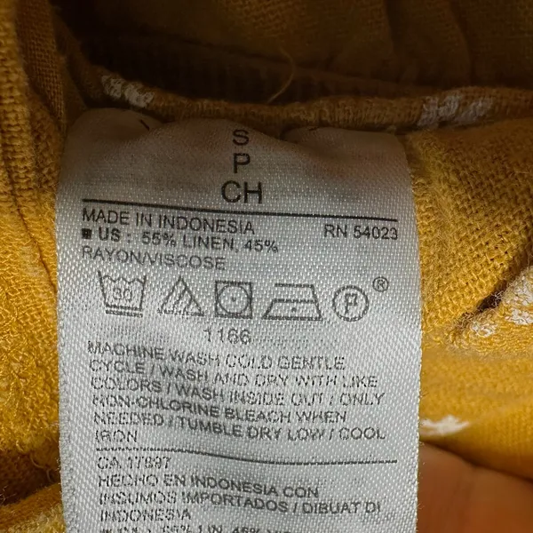 Old Navy Women's Yellow Daisy Print Linen Blend Drawstring‎ Shorts Size S - Image 4