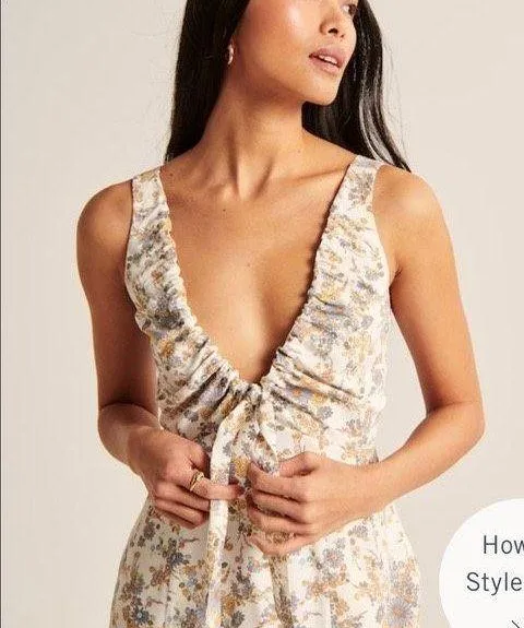 Abercrombie Cinched Neck Slip Midi Dress - Image 2