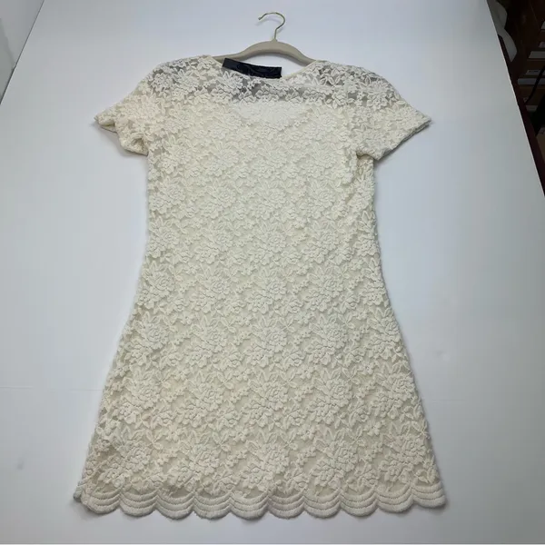 BKE‎ Boutique Buckle Cream Stretch Lace Mini Dress Tunic Womens Medium NEW *FLAW - Image 12