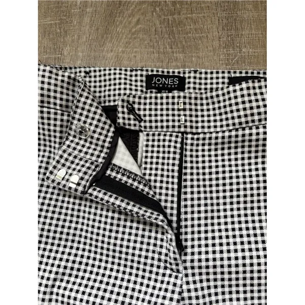 Jones New York Gingham Check Grace Ankle Pants Black White Size 10 Preppy Office - Image 5