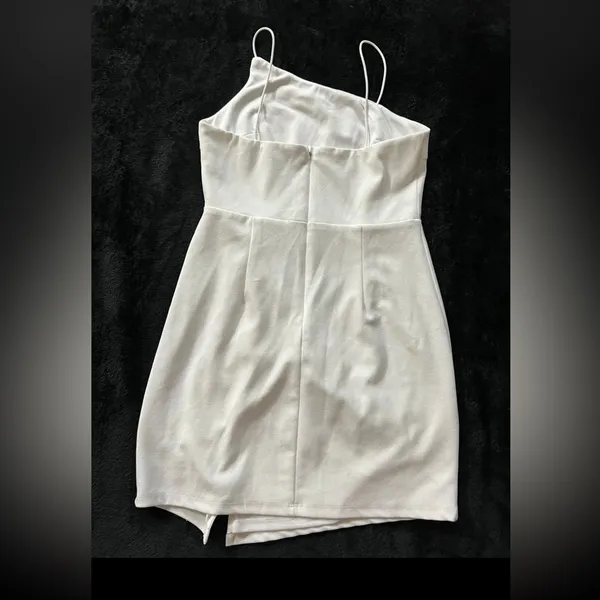 Lulus Party for Two Ivory‎ Asymmetrical Bodycon Mini Dress White Size Medium - Image 8