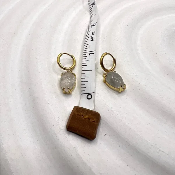 Earrings water droplets‎ heart Gold - Image 6