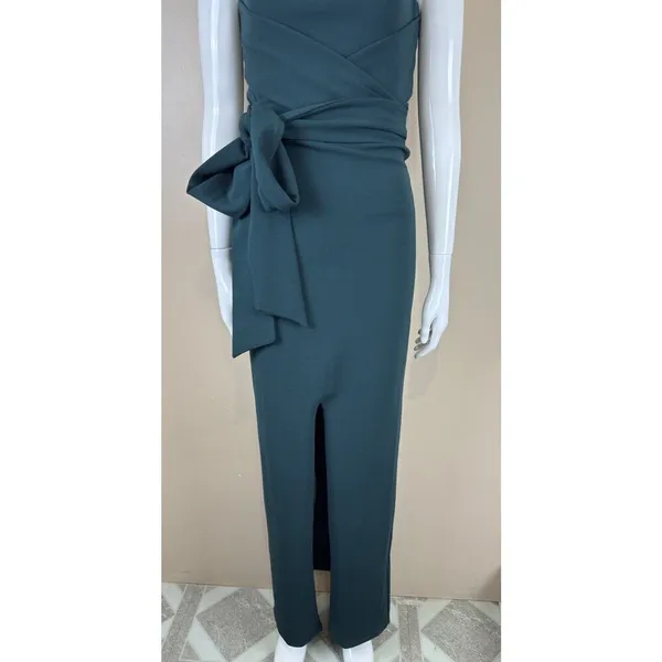Lulus Teal Blue Strapless Maxi Dress With Split Front Hem Formal Gown XS NWT - Image 4