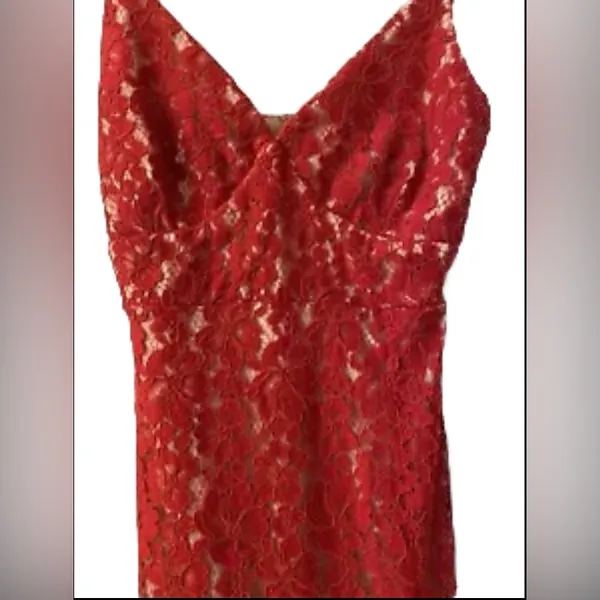 Lulus Red Lace Bodycon Dress Medium - Image 2