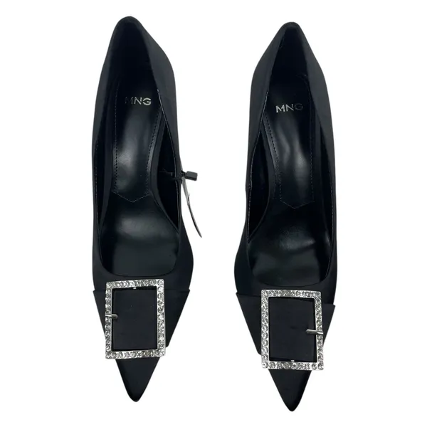 Mango Satin Pointed Toe Heel Pump with Buckle Black Size 37/ 6.5 - Image 5