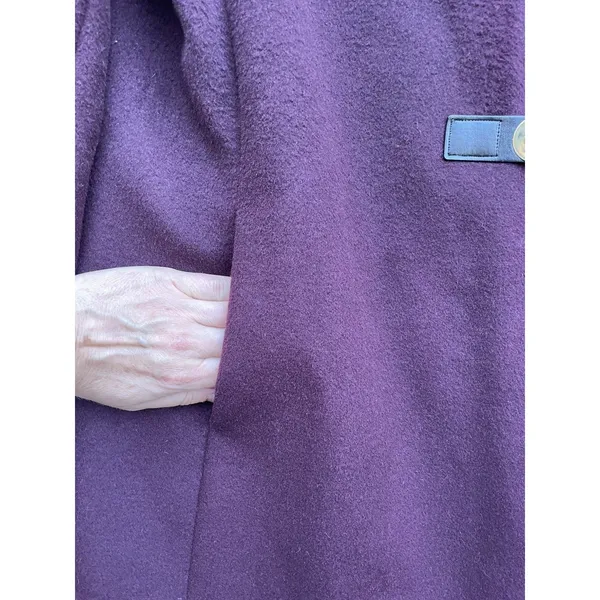 Lauren Ralph Lauren Wool Peacoat Trench Coat Purple Burgundy Size 12 Old Money - Image 12