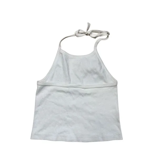 Brandy Melville White Cotton Halter Top Tank One Size - Image 3