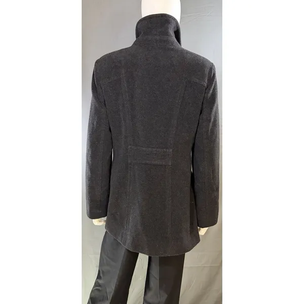 London Fog Wool Blend Coat M Black Charcoal Car Coat Button Front - Image 4