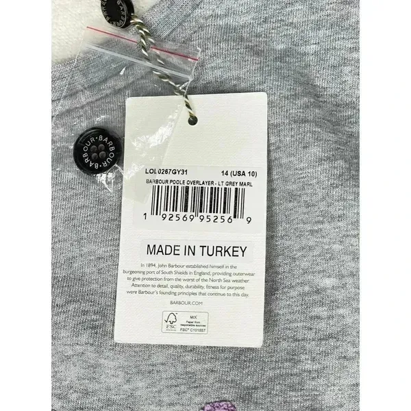 Barbour Poole Overlayer crewneck sweatshirt light gray size 10 NWT - Image 9