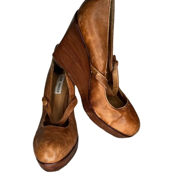 Steve‎ Madden Mytaj Wedge Leather Heels - Image 2