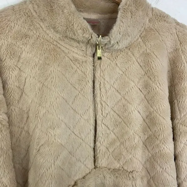 No Boundaries Faux Fur Pullover Sweatshirt Long Sleeve 1/2 zipper XXL - Image 4