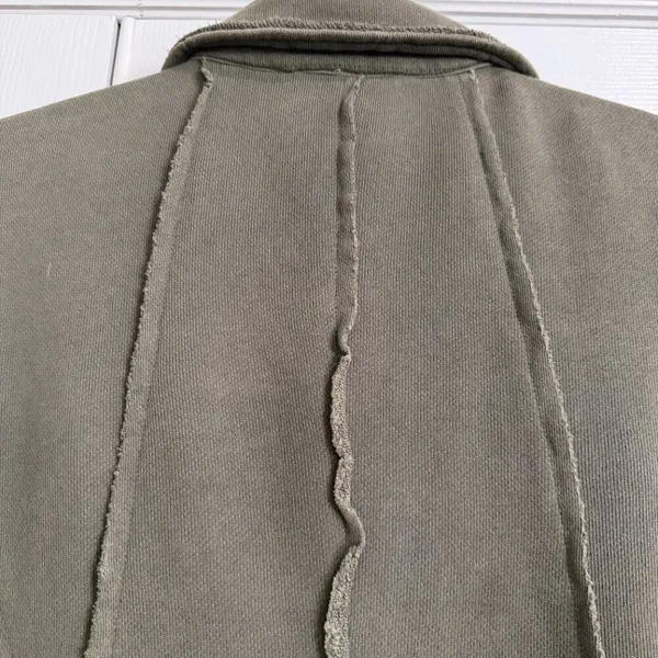 FREE PEOPLE French Terry Knit Blazer Jacket Coat Size Medium Olive Green - Image 6