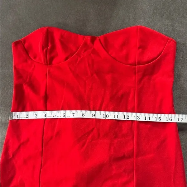 Women’s Red Bodycon Flower Dress Corset Style Back Size L NWOT - Image 8