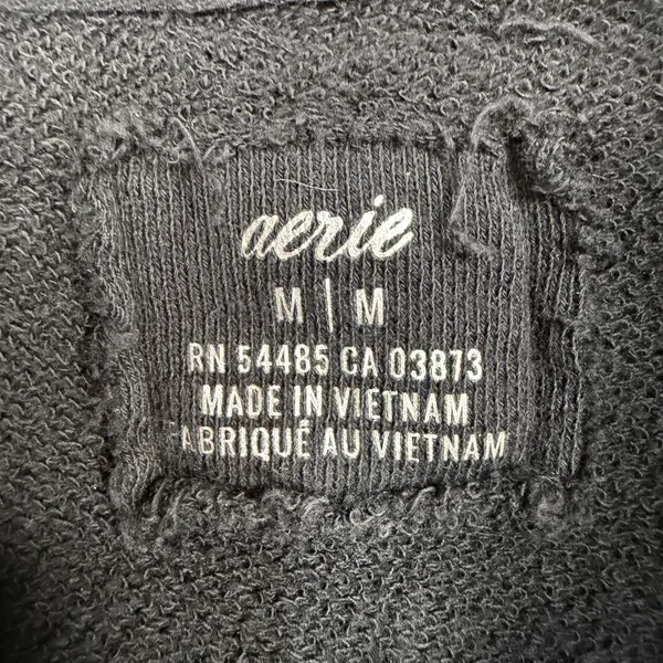 Aerie M Oh Snap Weekend Henley Mockneck Sweatshirt Oversized Relaxed Fit Black - Image 6
