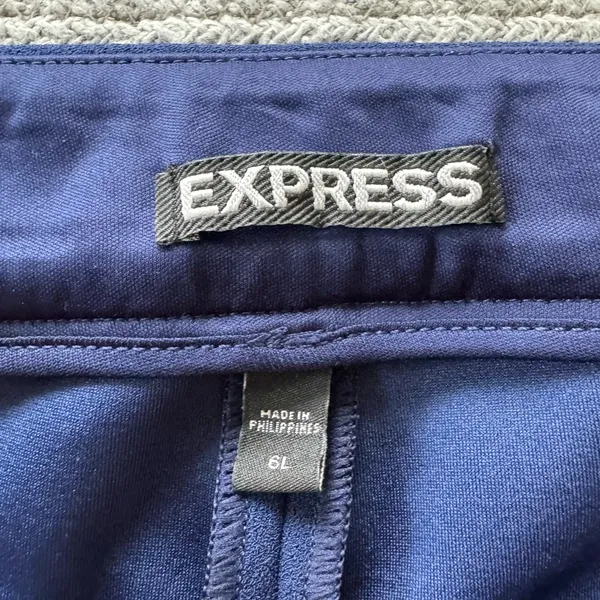 Express Navy Blue Pull On Pleated Wide Leg Dress Pants Trousers Size 6 Long - Image 3