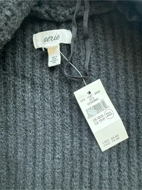 NWT Aerie Shawl Collar Sweater Cape True Black XS/S - Image 8