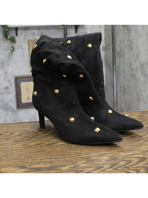 A New Day Womens Justice Boots Faux Suede Studded 94568942 Jet Black 7.5M - Image 2