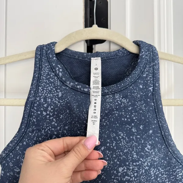 Lululemon ebb to street cropped racer back‎ bra tank blue - Image 3
