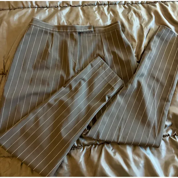 Agnona Black Pinstripe Tapered Trousers Made in Italy High Rise Dress Pants 48 - Image 2