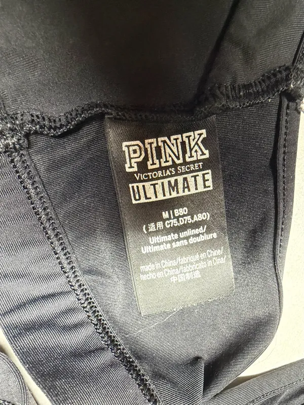 PINK Victoria's Secret Black Slashed Front Sports Bra - Image 8