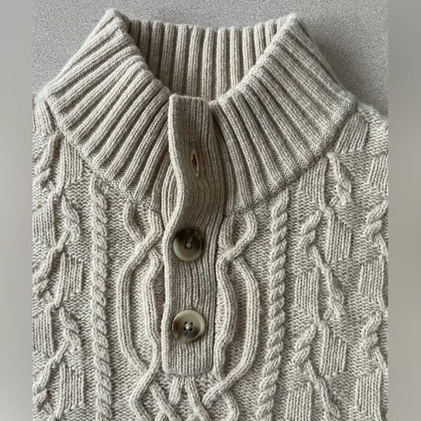 Bonobos Cream Cable‎ Knit Wool Blend Sweater Size Large EUC - Image 5