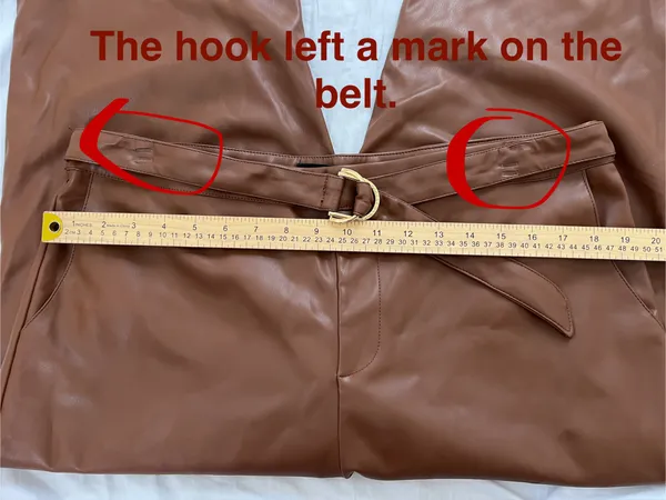 Marc New York Brown Faux Leather High-Rise Cropped Pants With Belt Size 16 NWT - Image 9