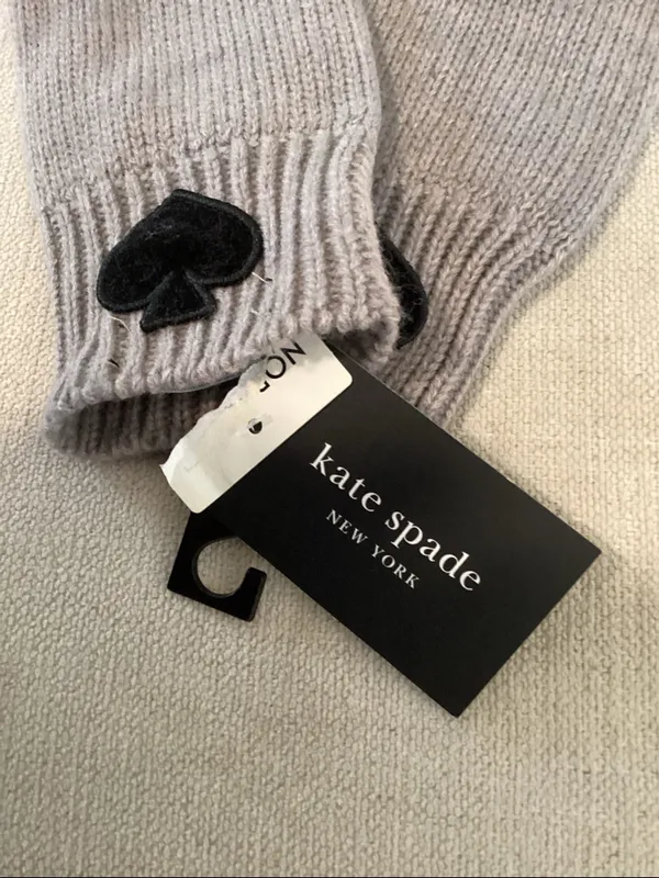 Kate Spade Women’s Flocked Spade Gloves, Grey, One size, New with tags - Image 4
