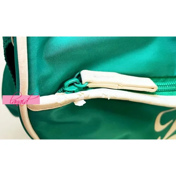 Puma VINTAGE Shoulder Bag Crossbody Green Ivory Bookbag Gym Weekend Zip Tote - Image 5