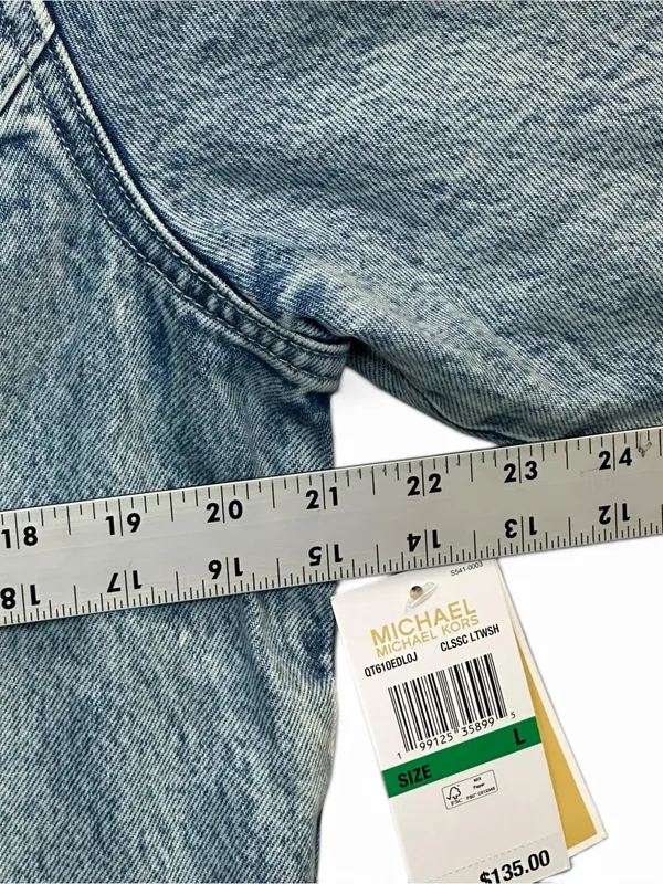 MICHAEL Michael Kors Denim Jacket Women’s L Light Wash Grommet Collar NWT $135 - Image 5