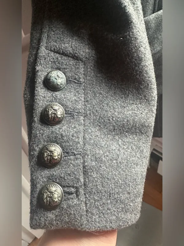 ZARA WARM WEAR TRF Gray Wool Double-Breasted 9 Button Side Pockets Pea Coat Sz M - Image 10