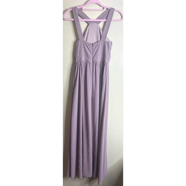 Lulus Air of Romance Mauve Maxi Dress halter neckline, seamed bodice, size small - Image 4