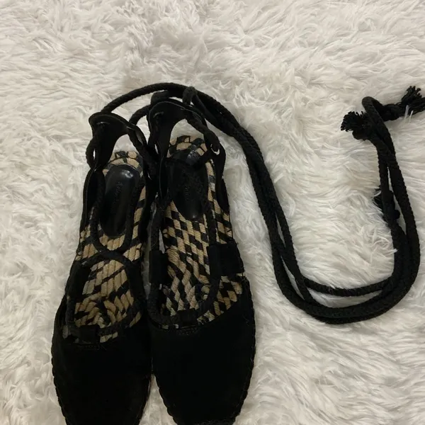 & Other Stories Women Flat Black Lace Up Espadrille Sandals . Size-7 - Image 6